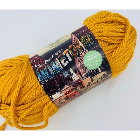 Lion Brand Yarns Hometown Yarn #159 Madison Mustard Yellow #6 Super Bulky - Picture 1 of 4